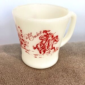 Vintage Davy Crockett Fire King milk glass mug 1950